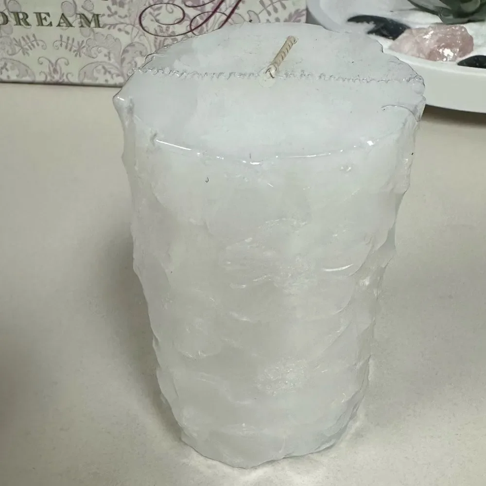 Sullivans White Tall Floral Pillar Candle